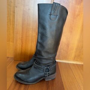Steve Madden Black leather tall moto harness riding Knee Boots 9 women’s